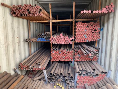 Tube and pipe racked in container